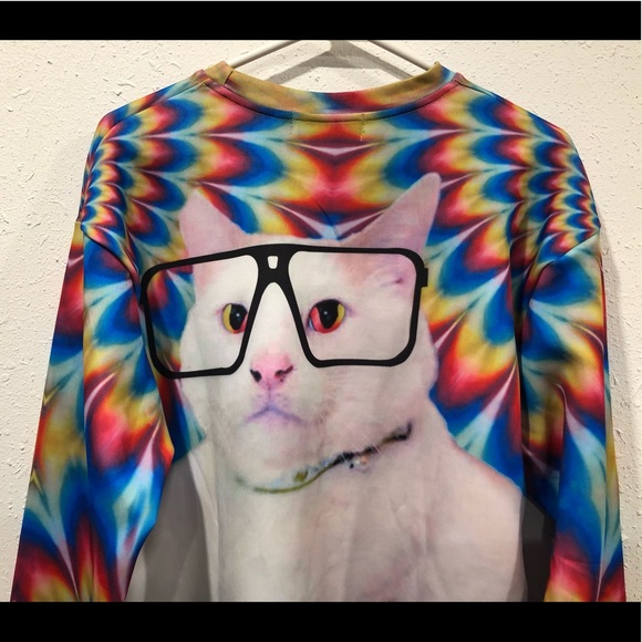 Sunglasses Cat Colorful Kitty Tripping Sweatshirt - Picture 8 of 9